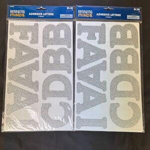 Renewing Minds Silver Glitter Adhesive Letters bundle 18 sheets of letters large